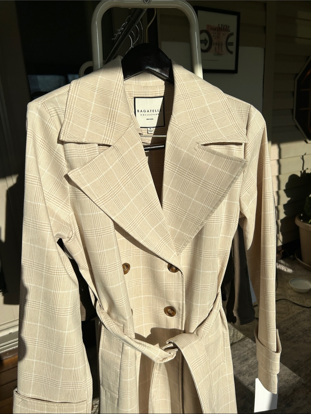 Bagatelle Tan Plaid NWT Trench Coat